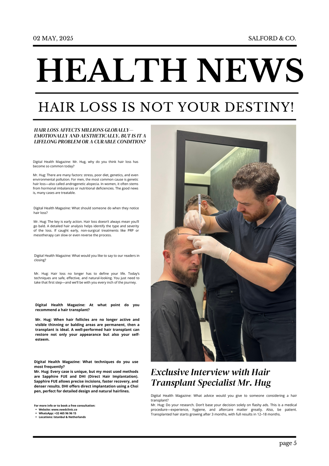 Mr. Hug news